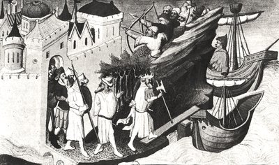 The Great Khans soldiers take the island of Sypangu, from the Livre des Merveilles du Monde by Boucicaut Master